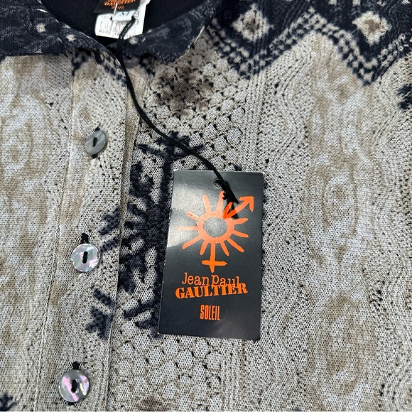 NWT Jean Paul Gaultier Soleil Gray Blue Mesh Sheer Dress Italian Made Sz Medium - Picture 9 of 13